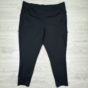 Nicole‎ Miller Women Leggings Sport Black 3X High Waist Cargo Pockets Athletic